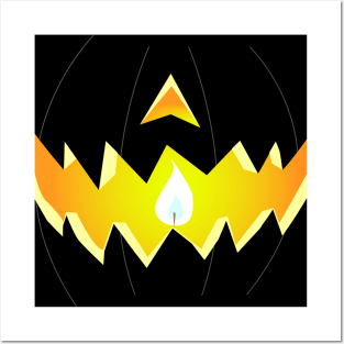 Jack O Lantern Pumpkin Face Mask Jagged (Night) Posters and Art